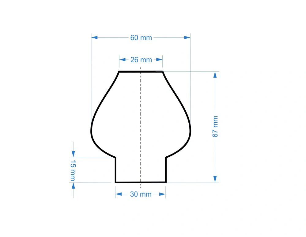 Sklenený cylinder číry montážny otvor 3cm, výška: 6,7cm
