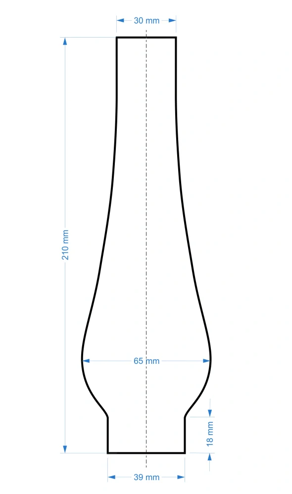 Sklenený cylinder číry montážny otvor 3,9cm, výška: 21cm