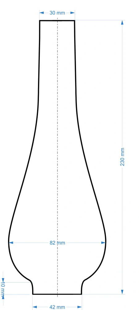 Sklenený cylinder číry montážny otvor 4,2cm, výška: 23cm