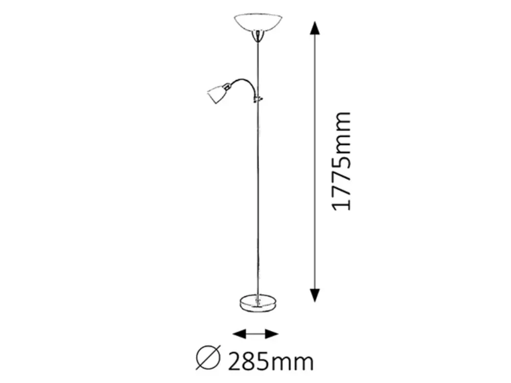 DIANA stojanová lampa lesklý chróm 1xE27/60W+1xE14/40W