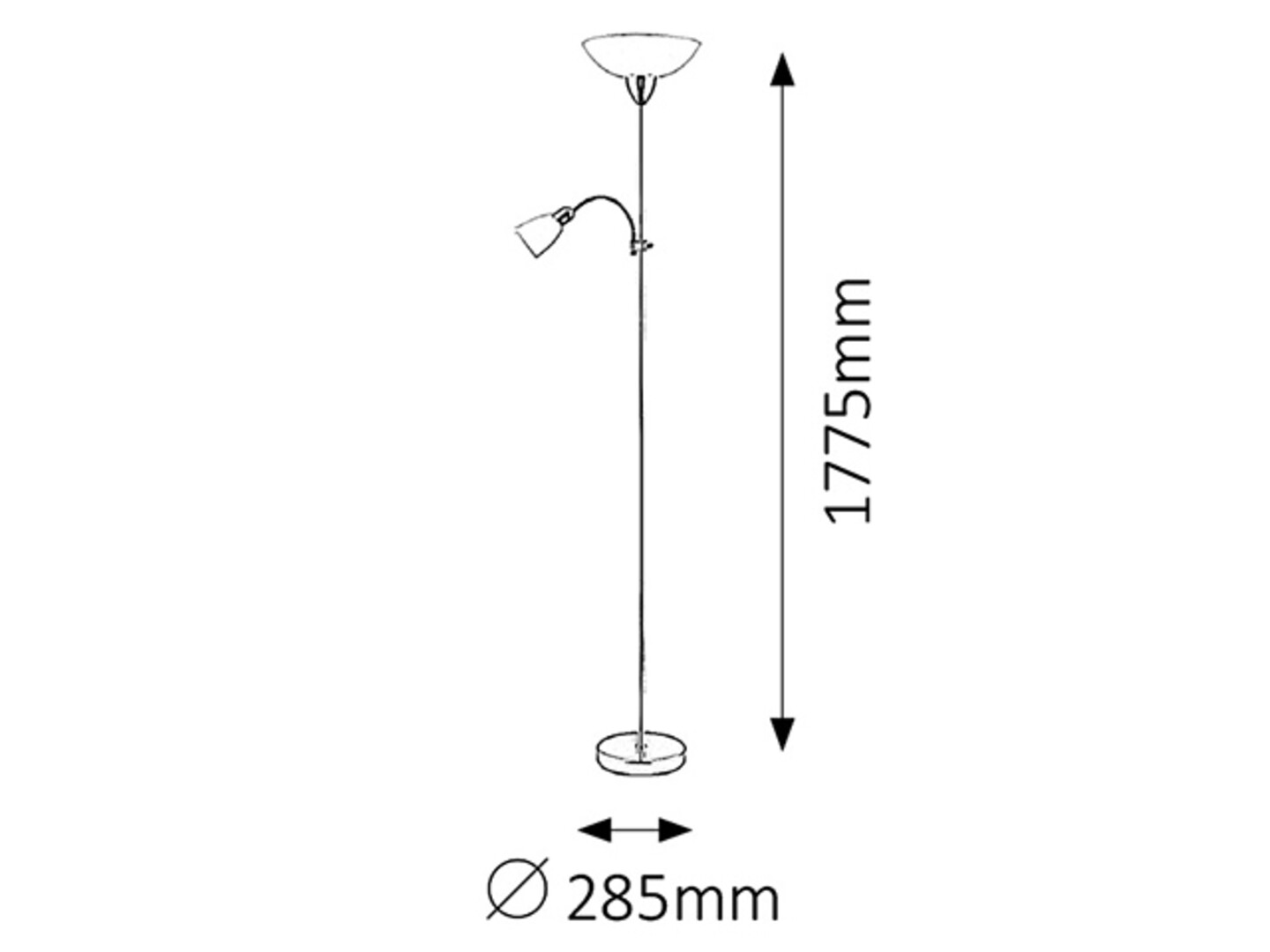 DIANA stojanová lampa matný chróm 1xE27/60W+1xE14/40W