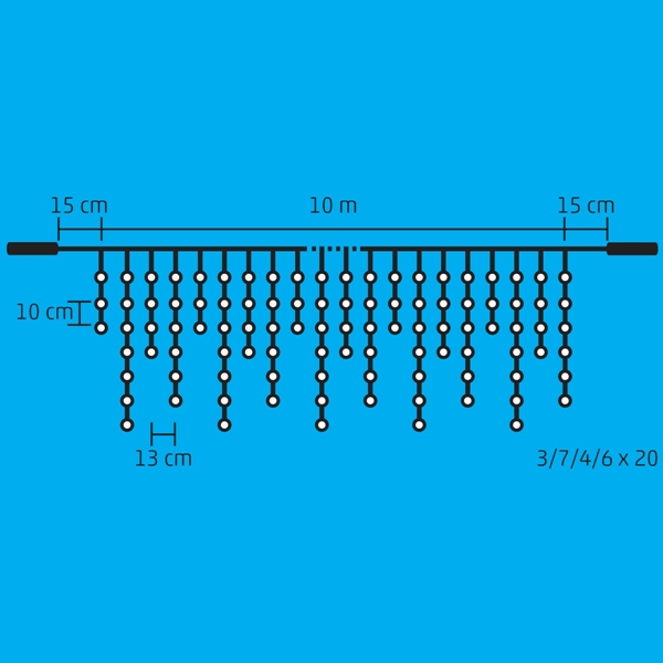 Spájateľný vonkajší záves 400LED teplá biela + blikajúce studené biele led, 10m