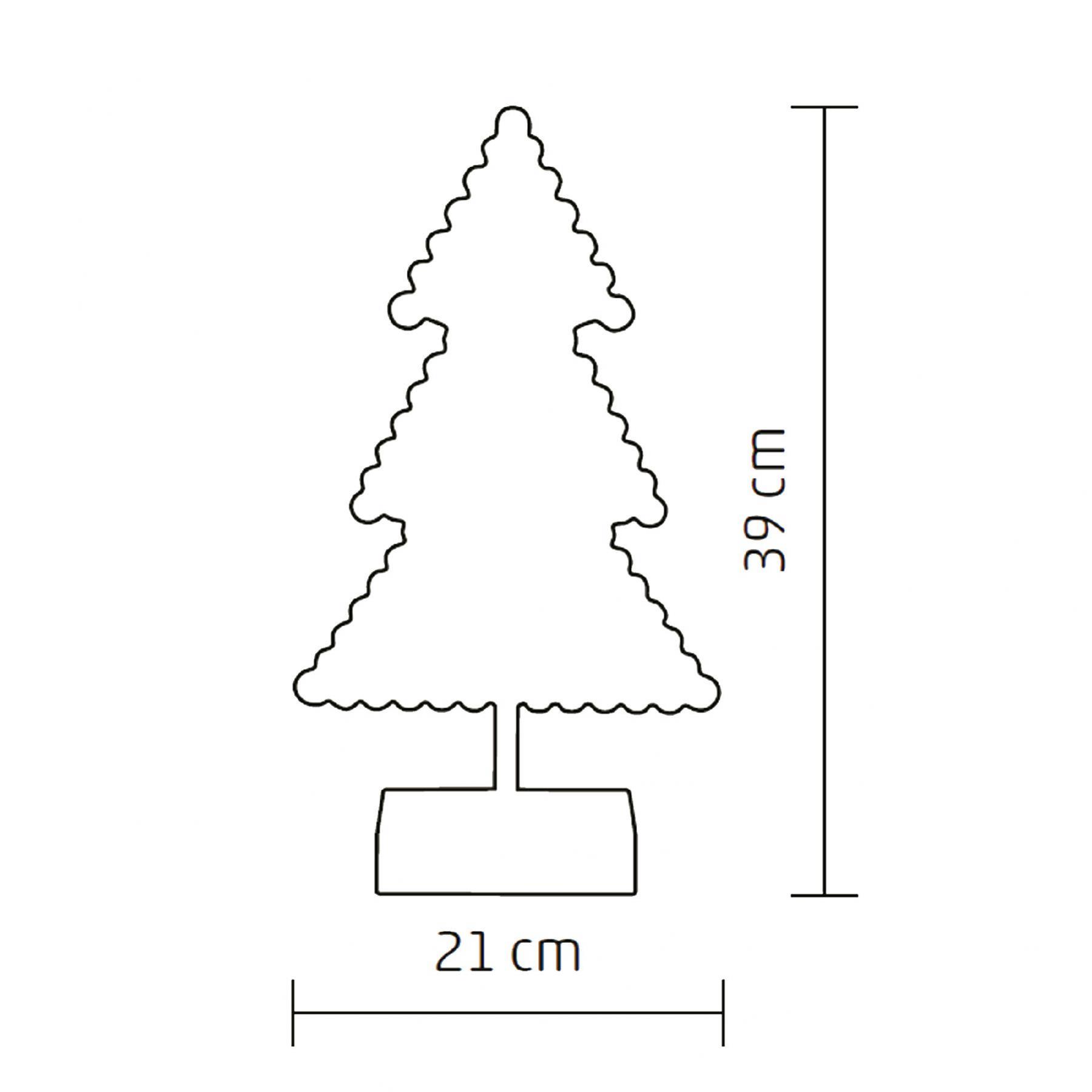 Svietiaca dekorácia na stôl stromček biely 20 LED teplá biela, na batérie, výška: 39cm