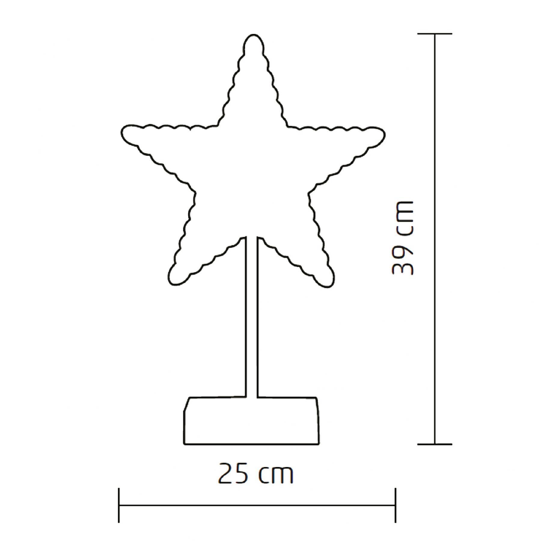 Svietiaca dekorácia na stôl hviezda biela 20 LED teplá biela, na batérie, výška: 39cm