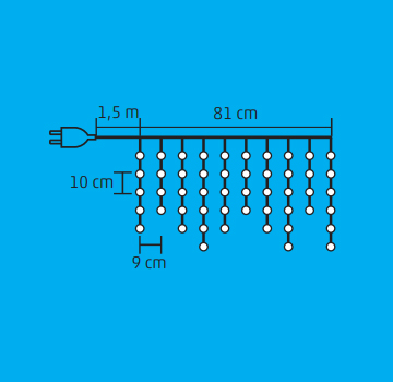Vnútorný záves hviezdičky 50LED teplá biela, 1,35m