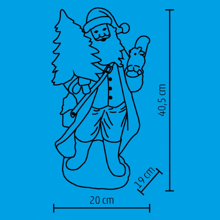 Keramická dekorácia na stôl DEDO MRÁZ LED teplá biela, na batérie, výška: 40,5cm