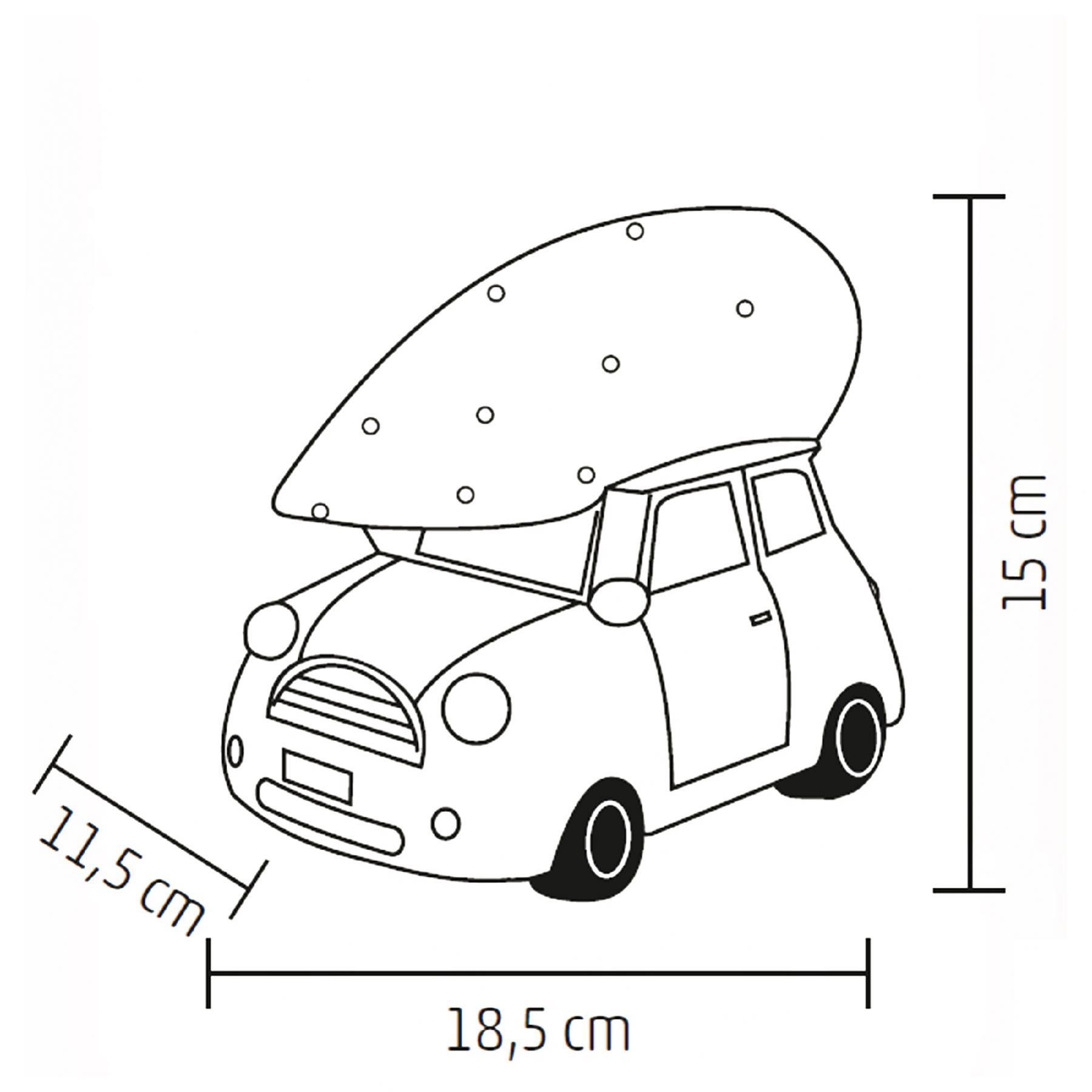Keramická svietiaca dekorácia biele auto so stromčekom 11xLED teplá biela, na batérie, výška: 15cm