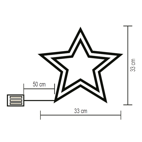 Okenná dekorácia HVIEZDA BIELA s časovačom 35LED farebné, výška 33cm, na batérie