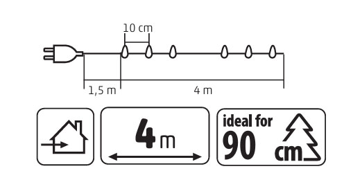 Vnútorná reťaz ŠIŠKY, 40LED farebné, 4m, zelený kábel
