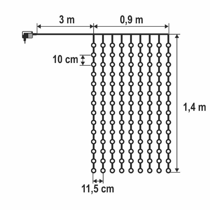 DOT LED vnútorný záves 126LED studená biela 0,9m x 1,4m