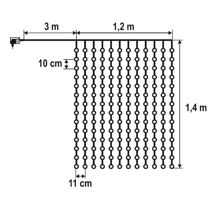 DOT LED vnútorný záves 168LED studená biela 1,2m x 1,4m