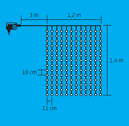 Vnútorný záves 168LED teplá biela, 1,2m x 1,4m