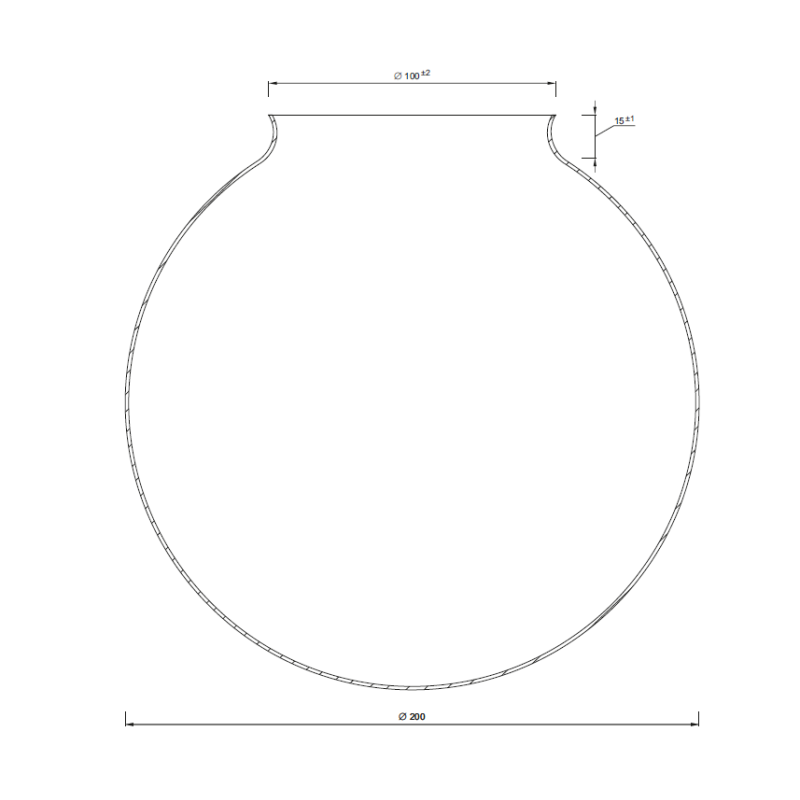 Náhradné tienidlo guľa priemer 20cm číra béžová s bublinkami a s hrdlom, montážny otvor: 10cm