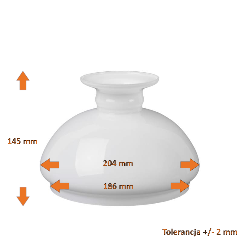 Náhradné tienidlo priemer 18,6cm petrolejkové lesklé biele