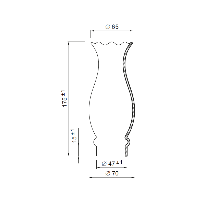 Náhradné tienidlo priemer 4,7cm petrolejkové vnútorné matné biele zvlnený okraj