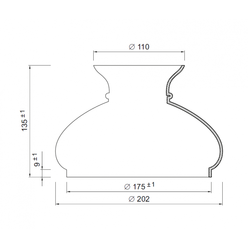 Náhradné tienidlo priemer 17,5cm petrolejkové priehľadné čierne