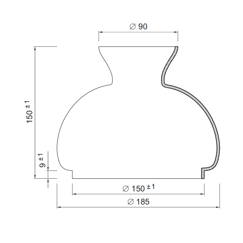 Náhradné tienidlo priemer 15cm petrolejkové biele opálové
