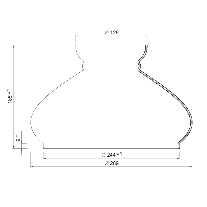 Náhradné tienidlo priemer 24,4cm petrolejkové biele opálové