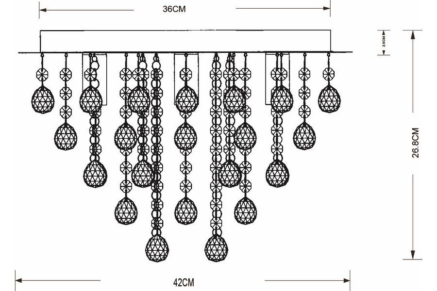 LANCASTER CRYSTAL krištáľový stropný luster zlatý 5xE14/40W, 42x42cm