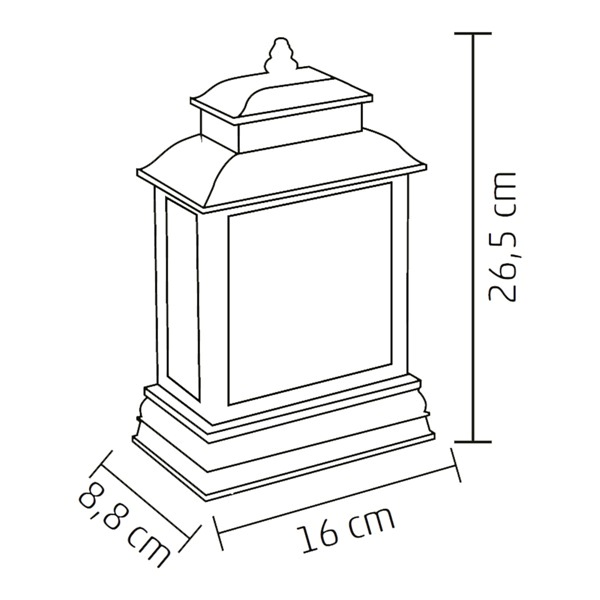 Svietiaci lampáš s mikulášom a dieťaťom so snežítkom s časovačom 1xLED teplá biela, na batérie, 26,5cmx16cm