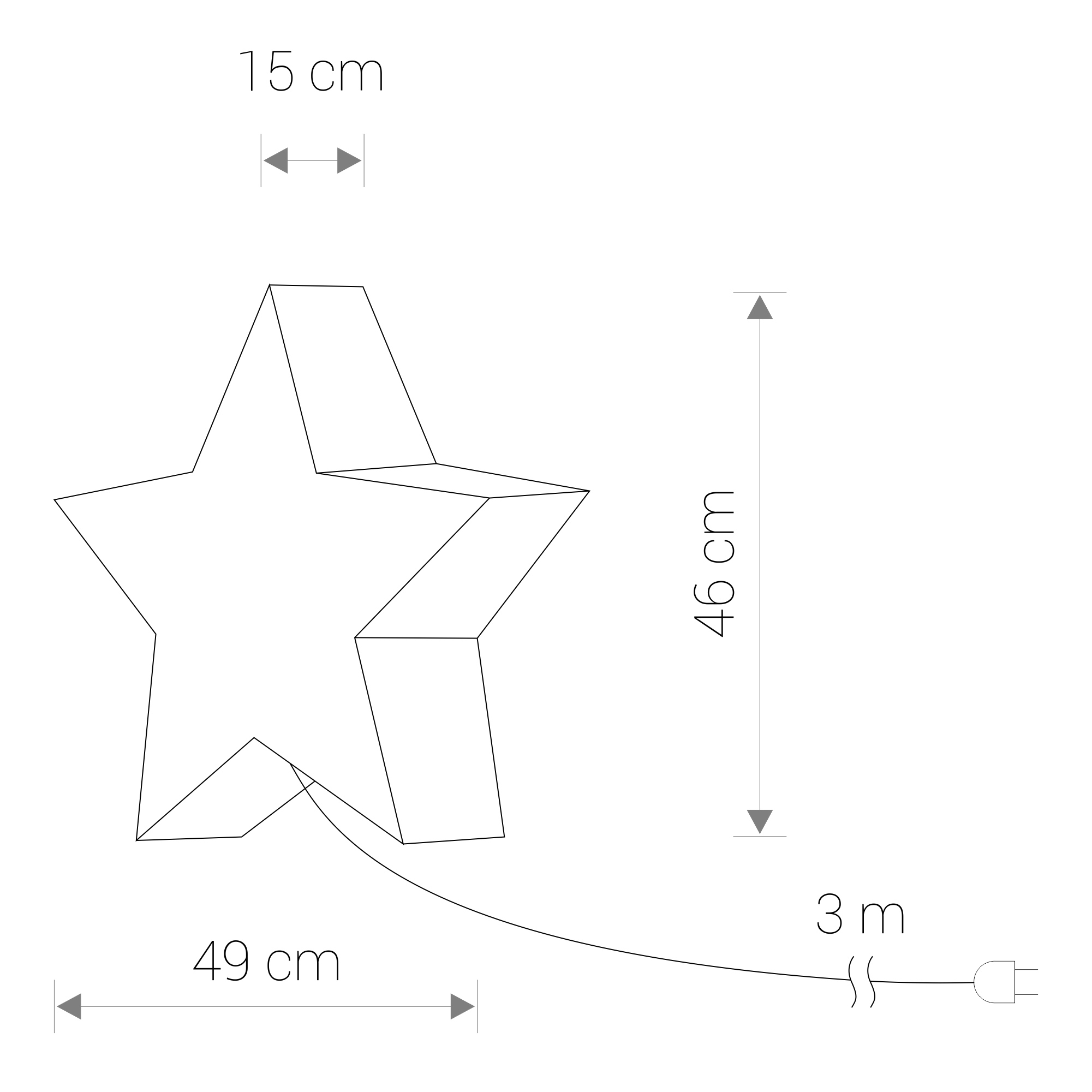 Vonkajšie plastové svietidlo STAR v tvare hviezdy 1xE27/25W, IP44, 49x46cm