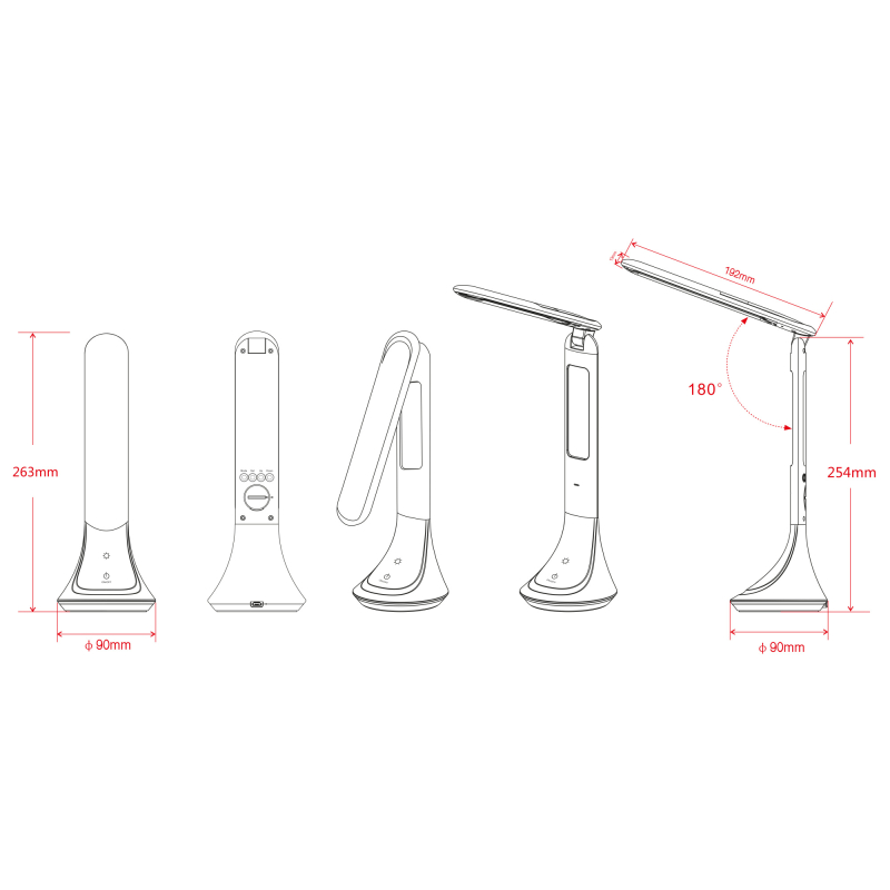 TYRELL stolná dotyková led lampa čierna s digitálnym displejom  LED/4W/4000K