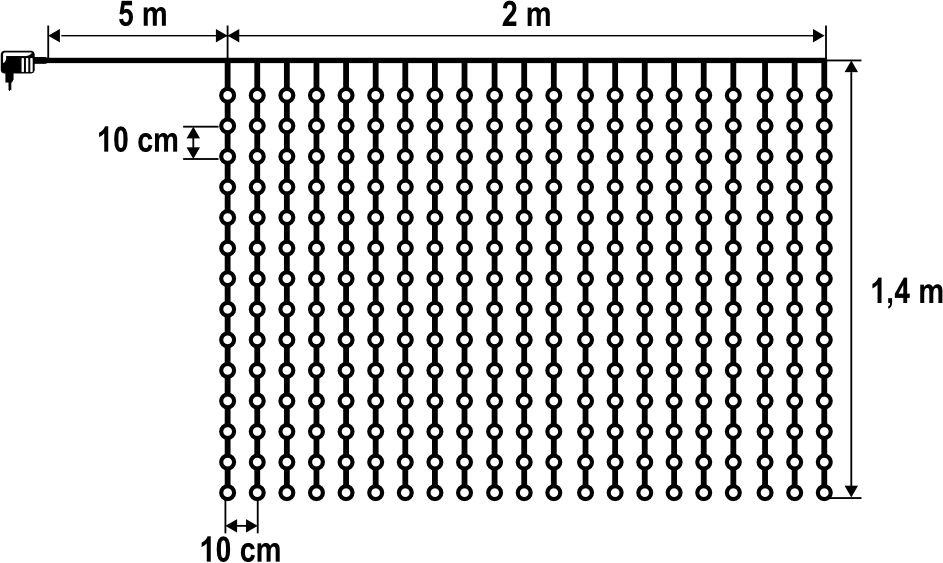 Vonkajší záves 294ks bodových LED studená biela 2x1,4m