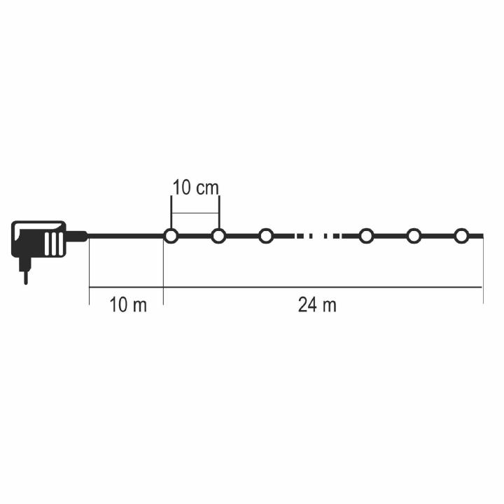 Vonkajšia reťaz 240 LED studená biela, 8 svietiacich režimov, časovač, 24m