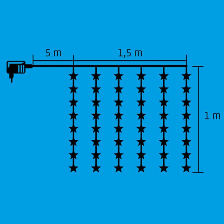 Vnútorný záves hviezdičky 48LED studená biela, 1,5mx1m
