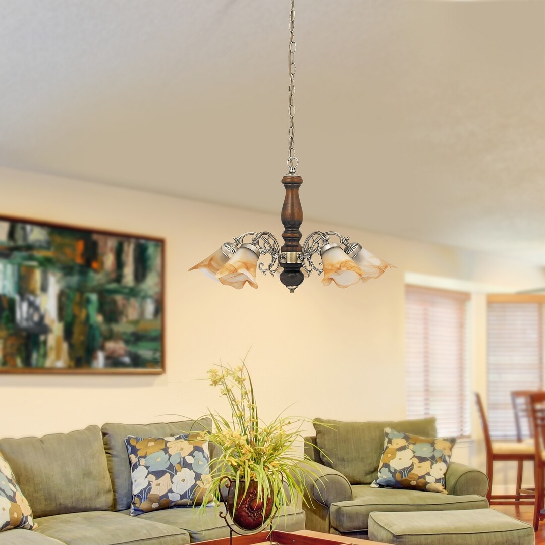 RUSTIC závesná lampa bronz/hnedý alabaster 5xE14/40W, výška: 100cm