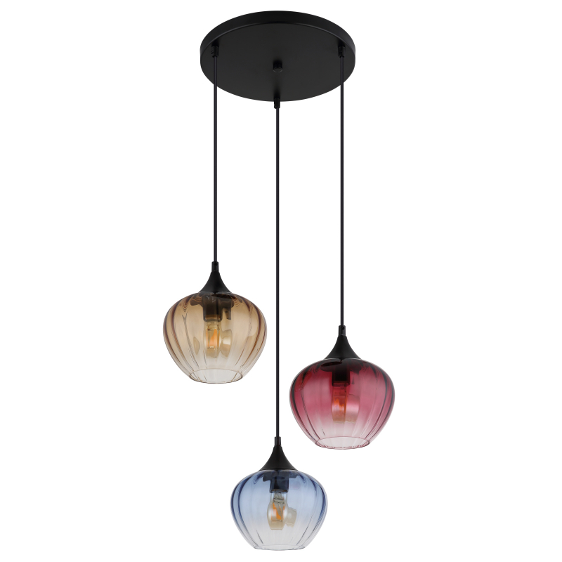 SANDER visiaci luster čierny/multicolor 3xE27/60W, priemer: 45cm