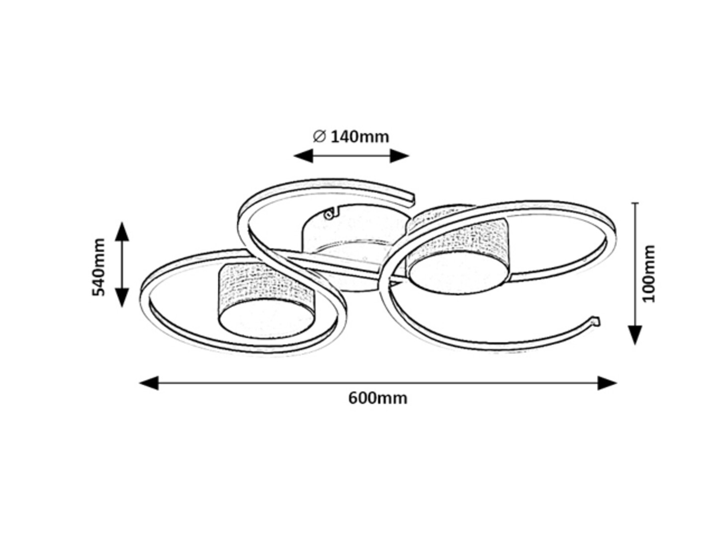 SHIENA stropné svietidlo čierne/šedé LED/38W/4000K, výška: 54cm