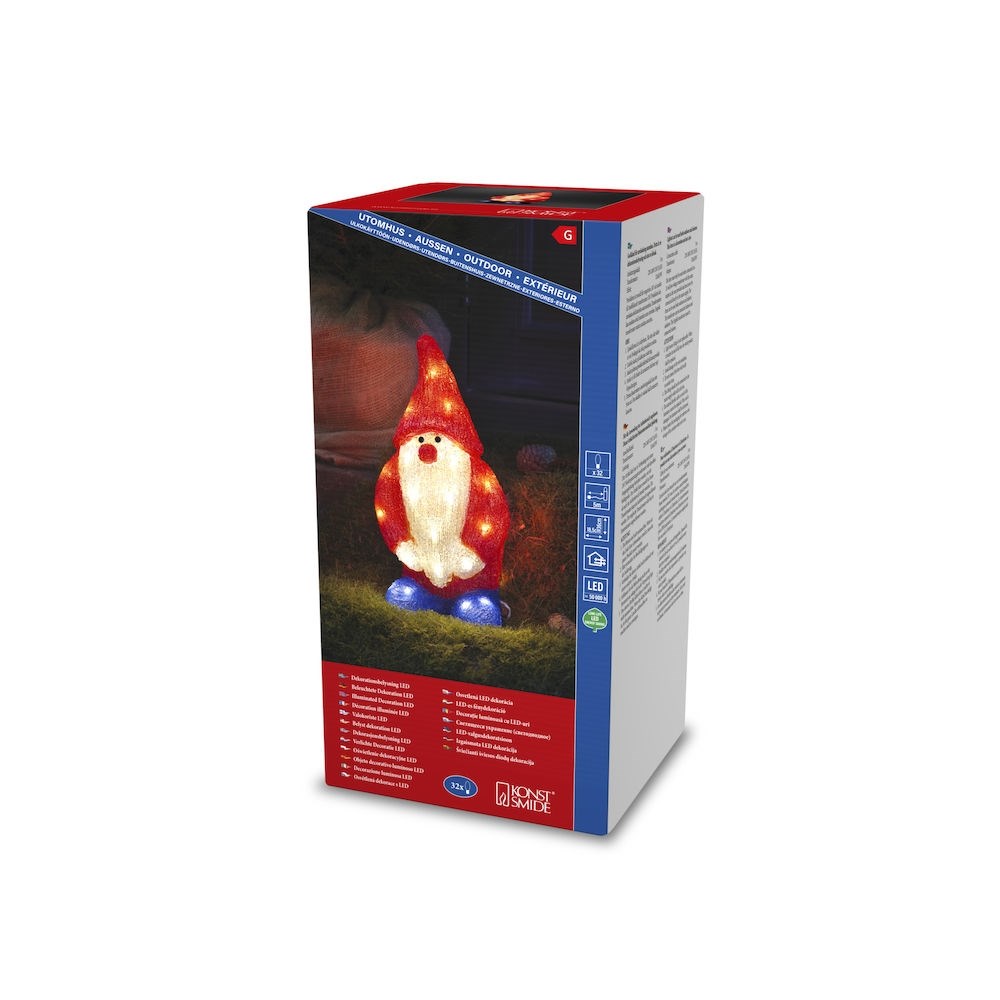 Svietiaci škriatok 32 LED teplá biela, výška: 36cm,  