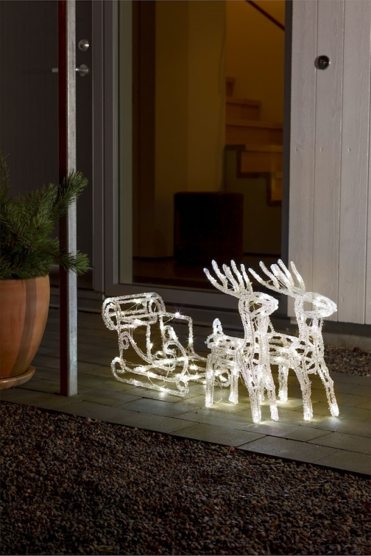 Svietiace soby so saňami 84 LED + 12 flash LED teplá biela 