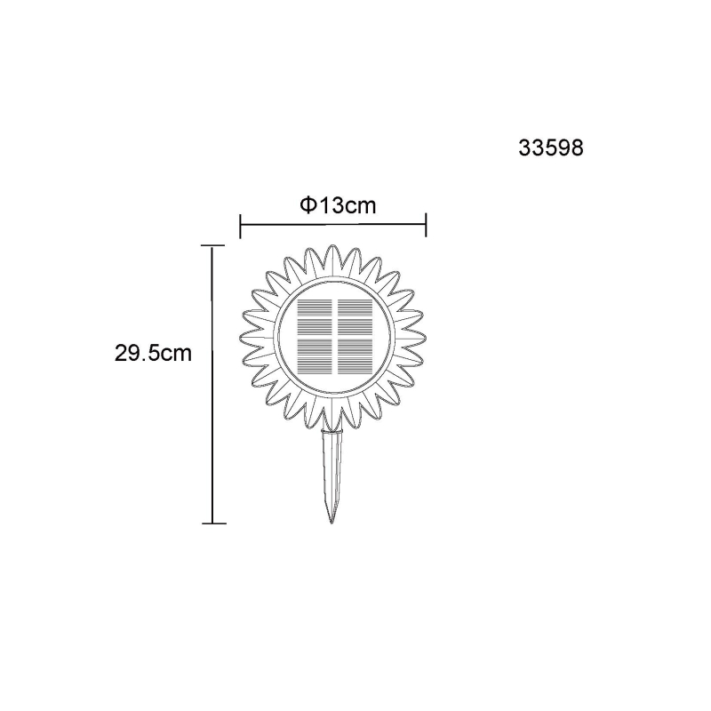 Solárne zapichávacie led svietidlo SLNEČNICA 8xLED 0,06W 3V/3000K IP44
