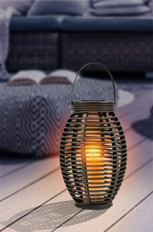 Solárne sivé ratanové led svietidlo 1x blikajúca LED/0,06W/3,2V IP44