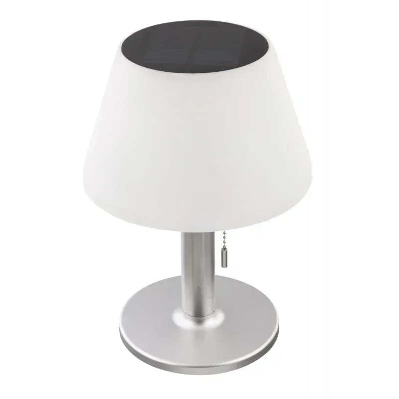 Solárne stolové led svietidlo nerez/biela 10xLED 0,2W/5V/1800K, IP44