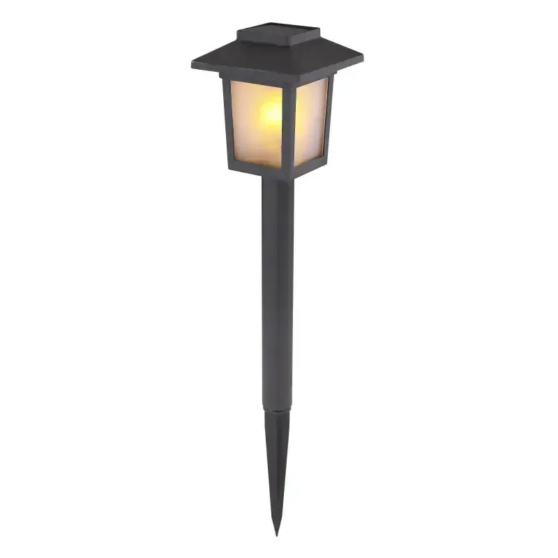 Solárne čierne led svietidlo 10xLED žltá s efektom ohňa/0,1W/3V IP44, výška: 36,8cm, set 3ks