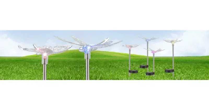 Set 4ks solárnych zapichávacích led svietidiel 2x MOTÝĽ, 2x VÁŽKA 1xLED/3,3V multicolor IP44