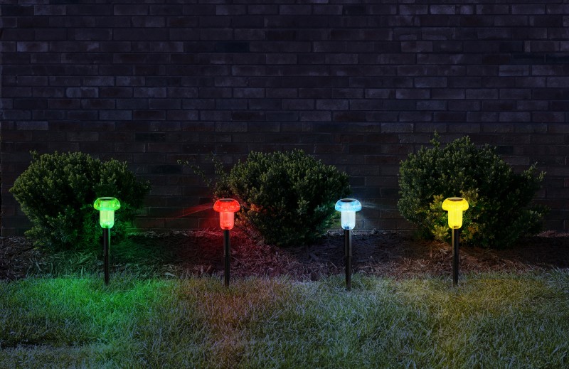 Solárne led svietidlá farebné LED 0,05W/3V IP44, výška: 13,7cm, set 4ks