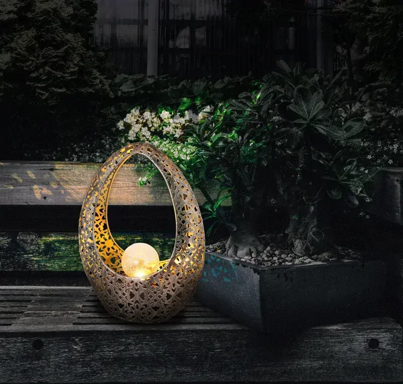 Solárne led svietidlo bronzové s dekoratívnym razením  a guľou 1xLED/0,06W/3V/3000K IP44