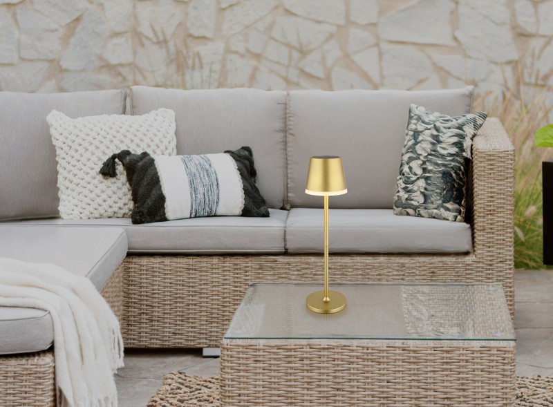 Solárne stolové led svietidlo zlatá metalíza 10xLED 0,06W/3V/3000K, IP44