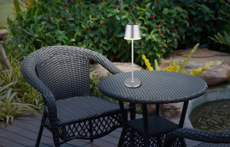 Solárne stolové led svietidlo strieborná metalíza 10xLED 0,06W/3V/3000K, IP44