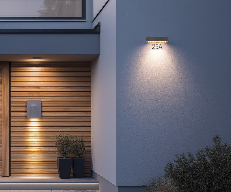 Solárne nástenné led svietidlo číslo domu so senzorom LED/6W/3000K IP54