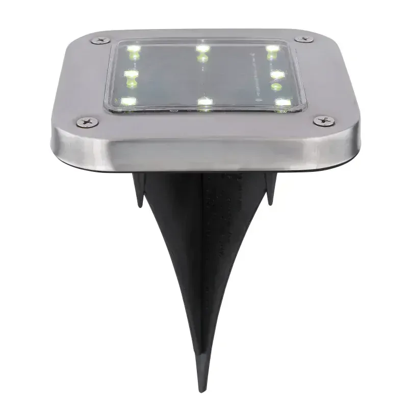 Solárne nerezové led svietidlo štvorcové set 2ks so zapichovacím hrotom 8LED/0.1W/3V IP44
