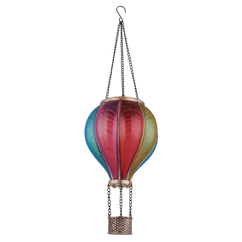 Solárne svietidlo teplovzdušný balónviacfarebný na zavesenie  s efektom ohňa 20xLED,0,5W,3V 1600K IP44