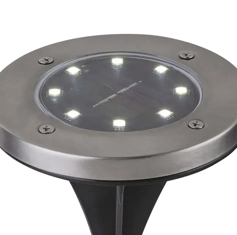 Solárne nerezové led svietidlo set 2ks so zapichovacím hrotom 8LED/0.1W/3V IP44