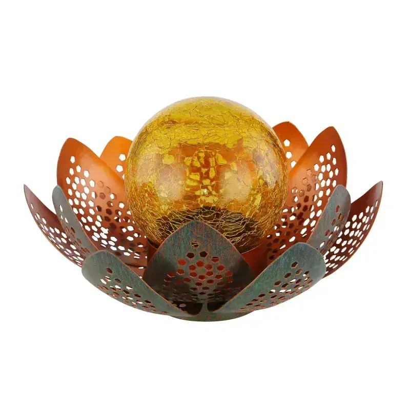 Solárne svietidlo lotosový kvet so svietiacou guľou 1xLED/3,2V/6500K, priemer 22cm, IP44