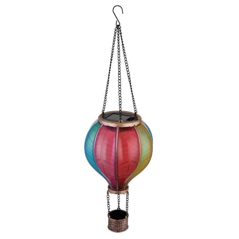 Solárne svietidlo teplovzdušný balónviacfarebný na zavesenie  s efektom ohňa 20xLED,0,5W,3V 1600K IP44