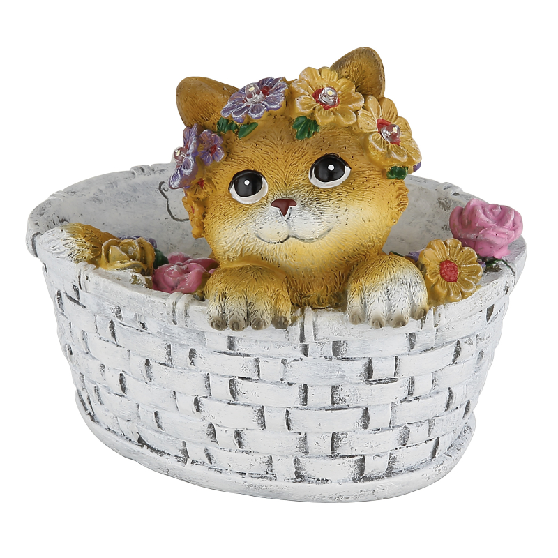 Solárne led svietidlo mačka v košíku s kvetmi 8xLED/0,08W teplá biela IP44